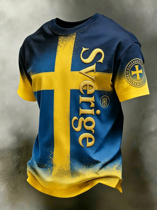 Retro Viking Swedish Fotbollsflaggbricka T-shirt