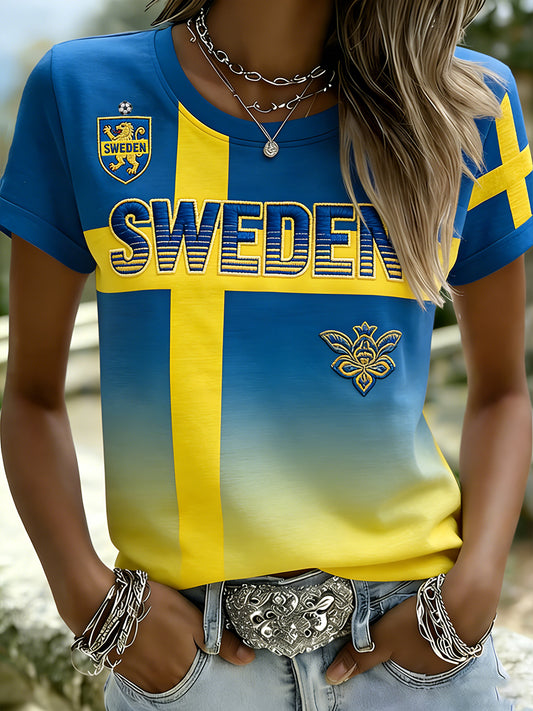 Retro svensk konststil tryckt avslappnad topp