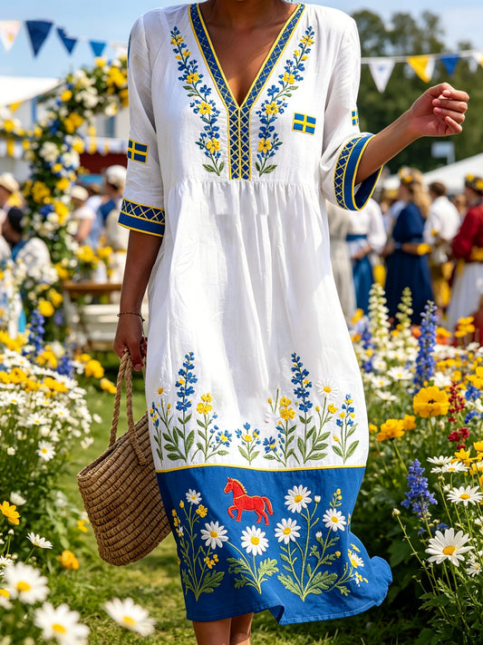 Damsommarklänning med blommönster