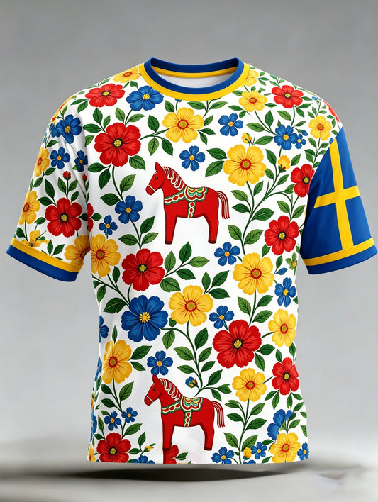 Mäns svenska midsommarfestival minneskonst Skriv ut T-shirt