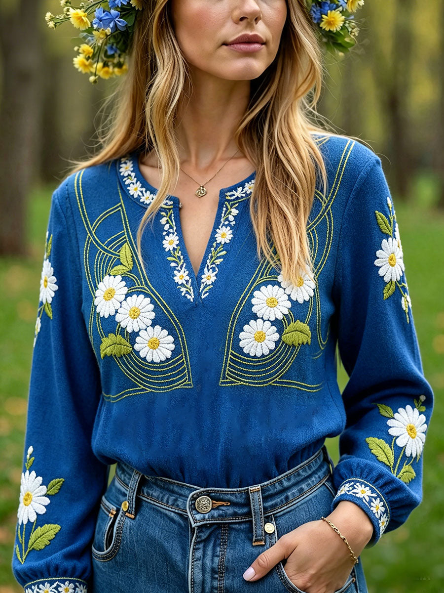 Damsverige blommiga konsttryck linne avslappnade toppar