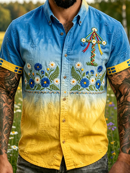 Retro midsommarfest konsttryck avslappnad tröja