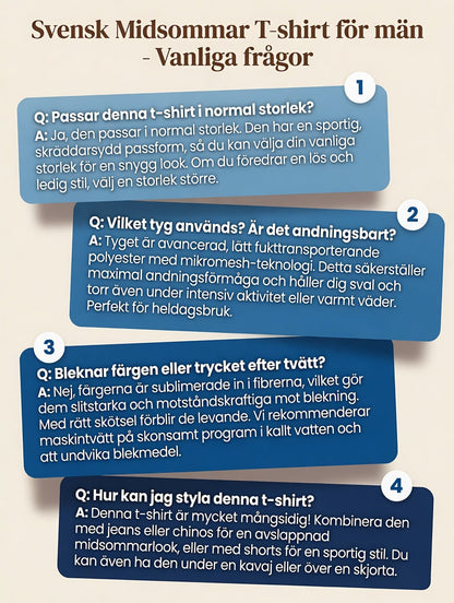 Herrretro svensk midsommar bomull-linne polotröja med korta ärmarna