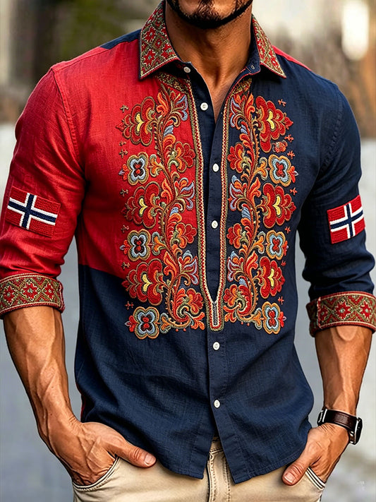 Mannens skandinaviske stil Norge kunsttrykk lin-skjorte
