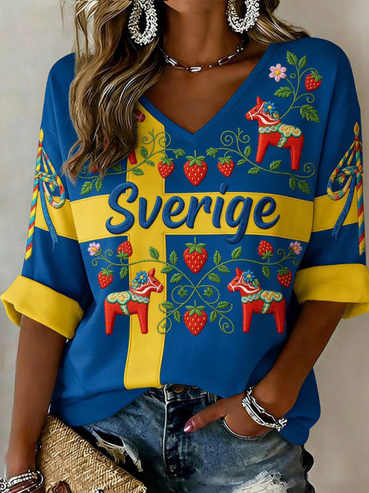 Retro midsommarfest konsttryck avslappnad topp