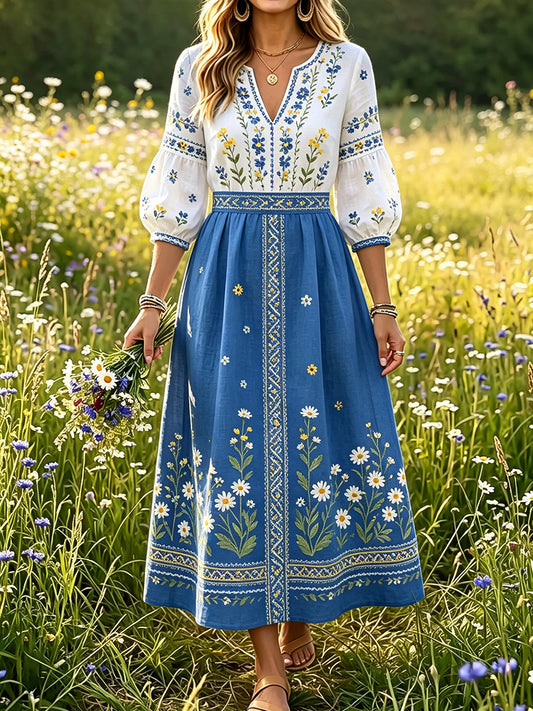 Damsommarklänning med blommönster