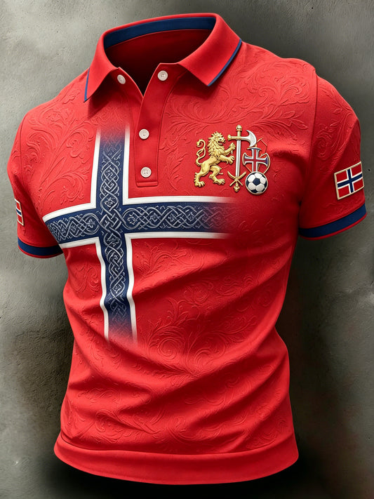 Norsk fotballkamp til herre som jubler kunst utskrift med kortærme Polo skjorte