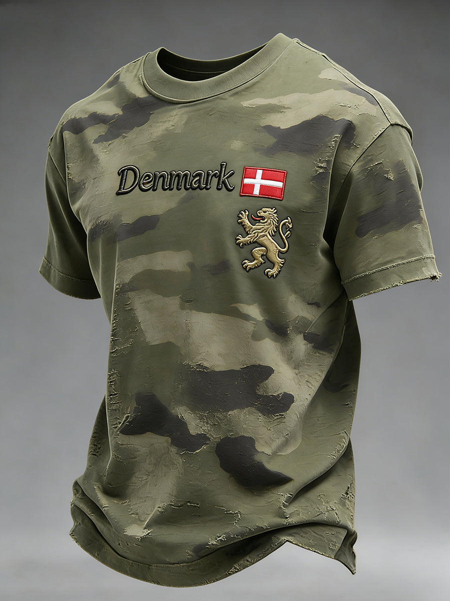Mænds bekymret camouflage Print kortærme T-shirt