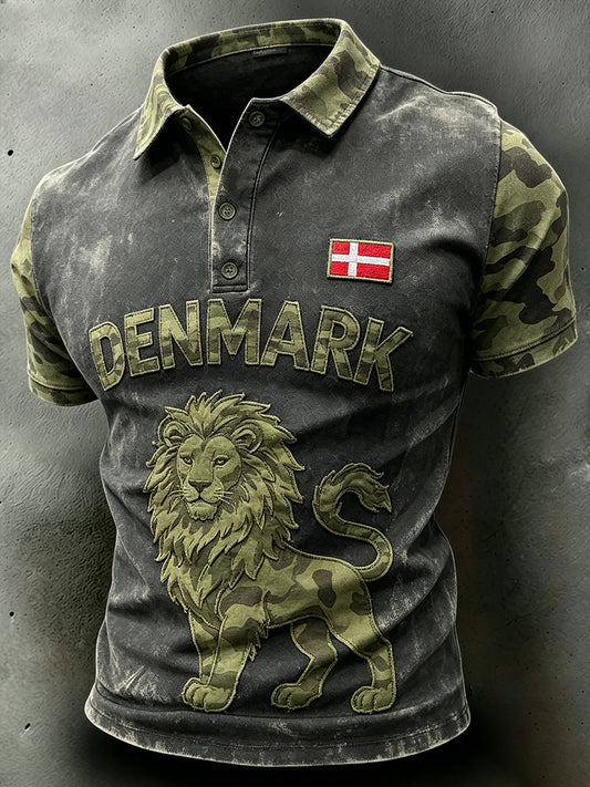 Mænds lidt camouflage Løve Print Polo skjorte