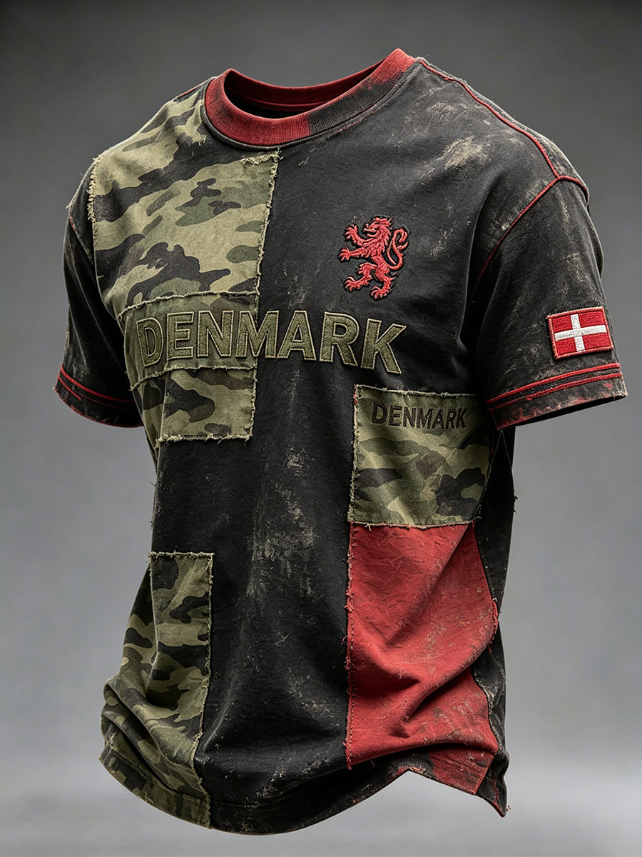 Mænds Camouflage T-shirt med nødlidet print