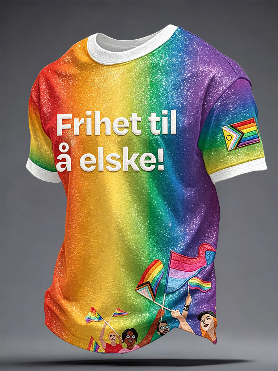 Herrer Norge Bergen Pride Kunsttrykk T-skjorte
