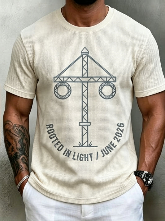 Herrvintage svensk midsommarstång vaffelmönstrad kortärmad t-shirt