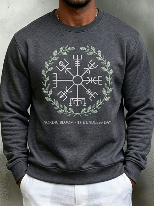 Herrvintage svensk midsommar vegvisir blomkrans långärmad sweatshirt