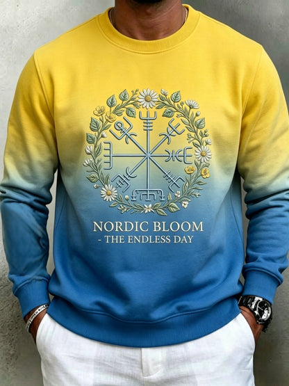 Herrvintage svensk midsommar vegvisir blomkrans långärmad sweatshirt