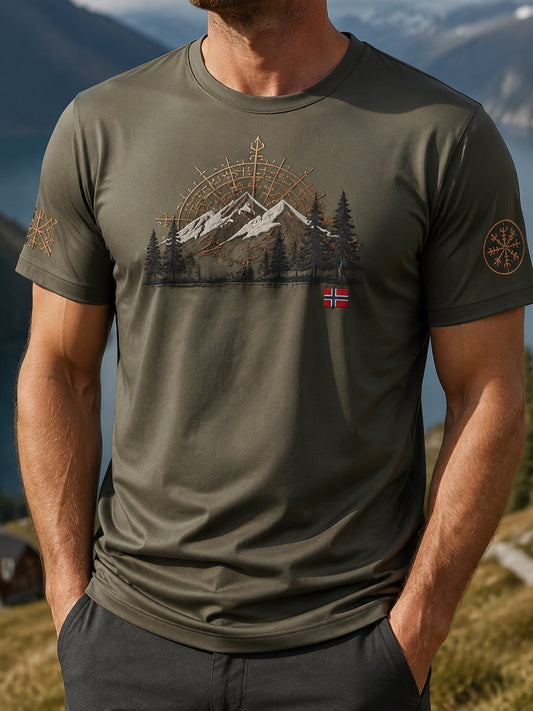 Herrer Retro Utendørs Fjellandskap Fritids-T-skjorte