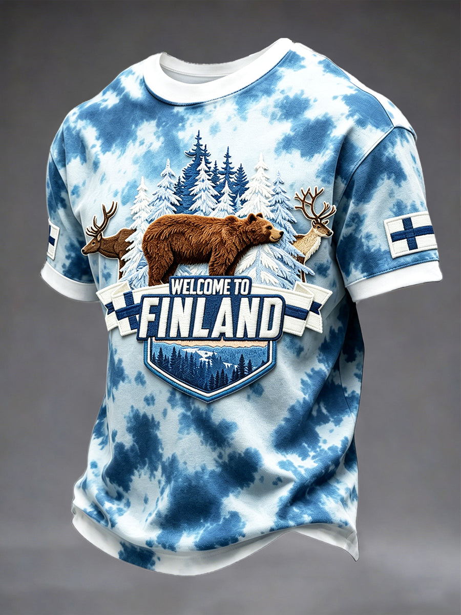 Miesten suomalainen lippukarhu Print Casual T-paito