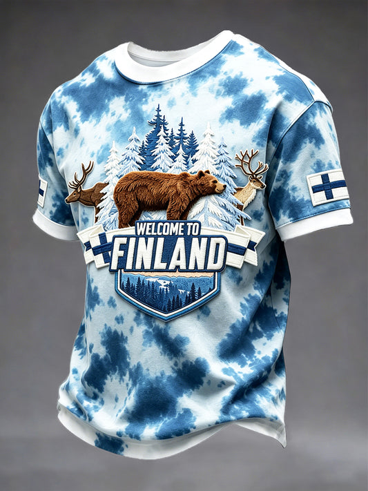 Miesten suomalainen lippukarhu Print Casual T-paito
