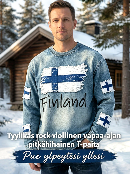Miesten vohveli pitkähiha T-paita