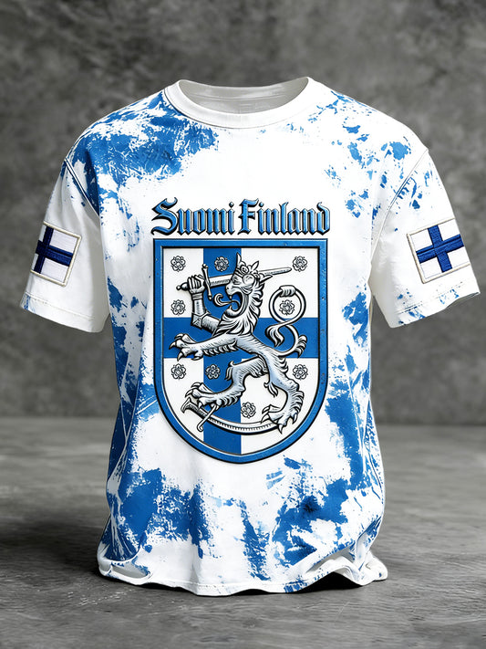 Miesten suomalainen Suomi Vintage Print Casual T-paito