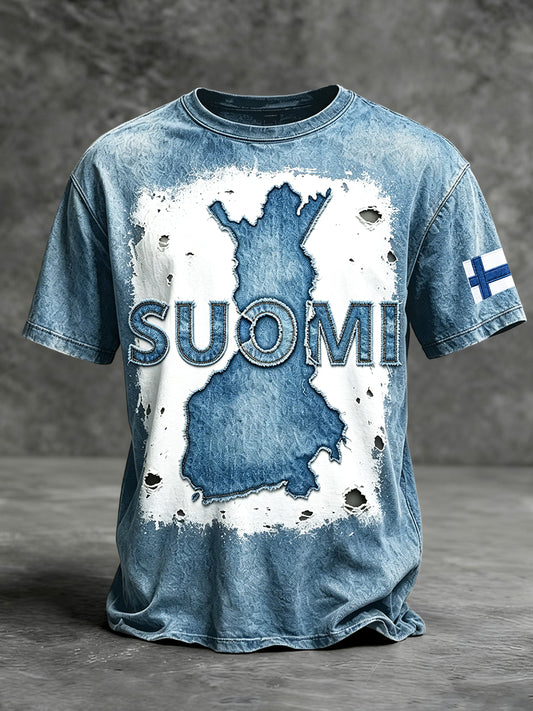 Miesten sininen suomalainen Suomi Denim-tyylinen Hätäpaito
