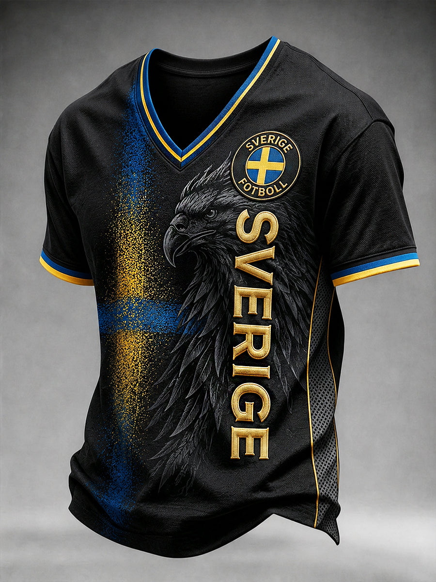 Retro svensk fotbollsfan-konsttryck avslappnad tröja