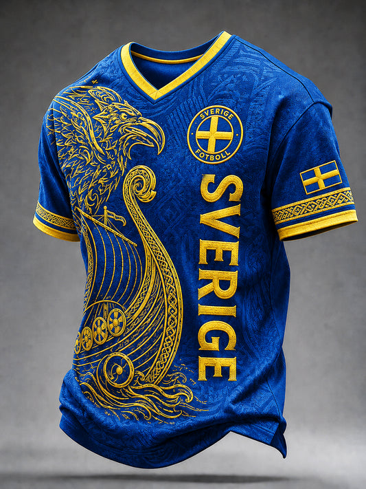 Retro svensk fotbollsfan-konsttryck avslappnad tröja