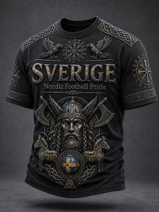 Retro svensk fotbollsfan-konsttryck avslappnad tröja