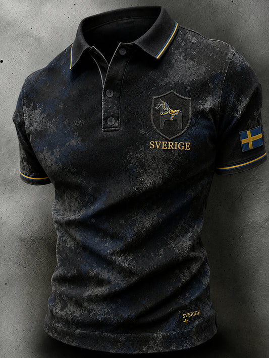 Herrar Retro Svensk Fotboll Supporterkonst Tryckt Avslappnat Tröja