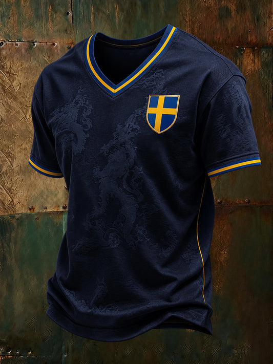 Mäns svensk fotbollsmatch hejar konst Print T-shirt