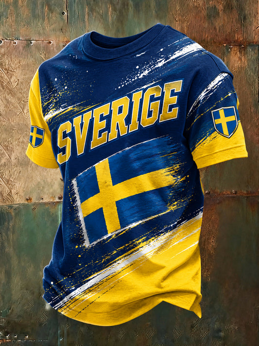 Mäns svensk fotboll Match hejar fan konst Print T-shirt
