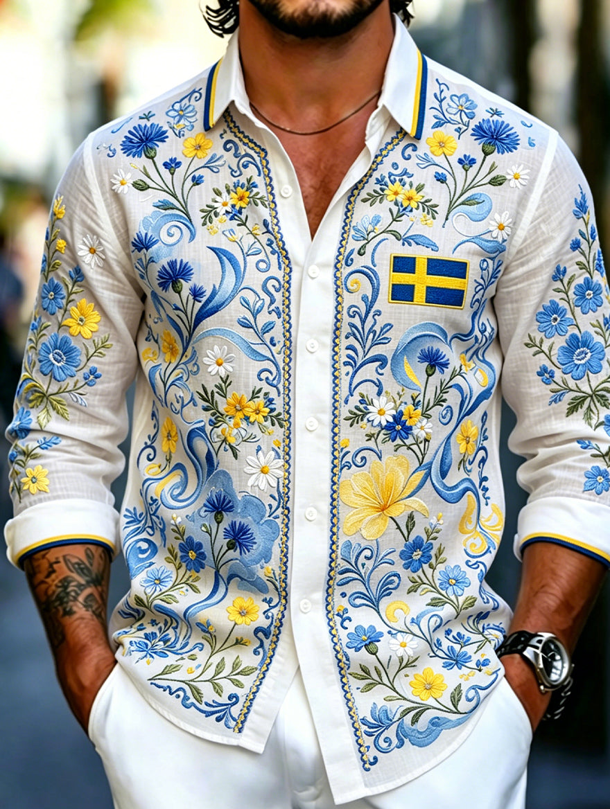 Mäns svenska midsommarfestival Konst Skriv ut Långärmskjort