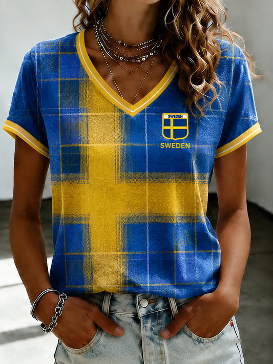 Damer Svensk Fotbollstryck Avslappnad T-shirt