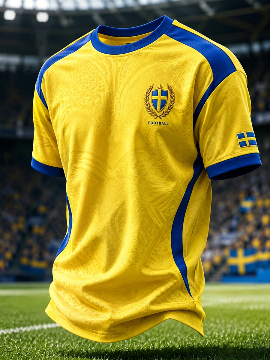 Mäns kortärmade T-shirt med fotbollstryck