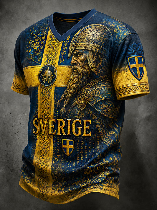 Retro svensk fotbollsfan-konsttryck avslappnad t-shirt