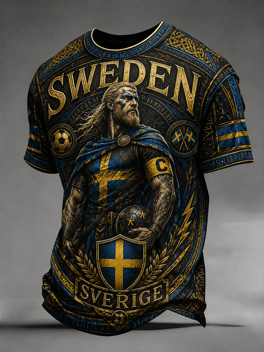 Retro Svensk fotbollsfan Art Print Casual Jersey.