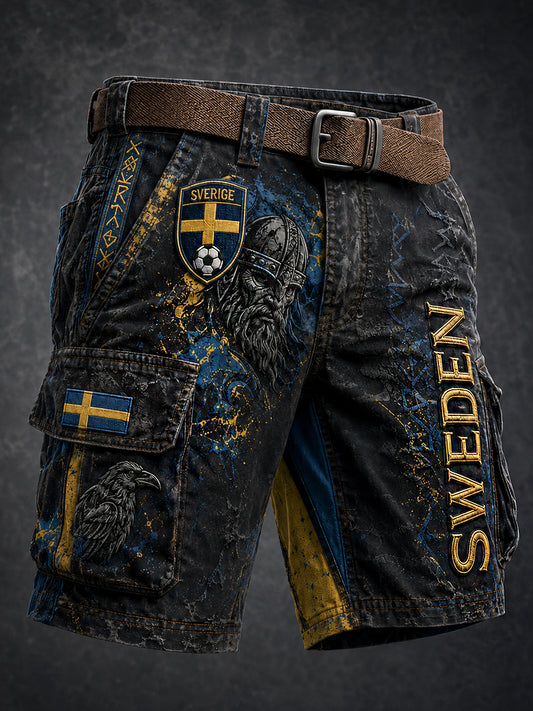 Retro Svensk fotbollsfan Art Print Casual Shorts