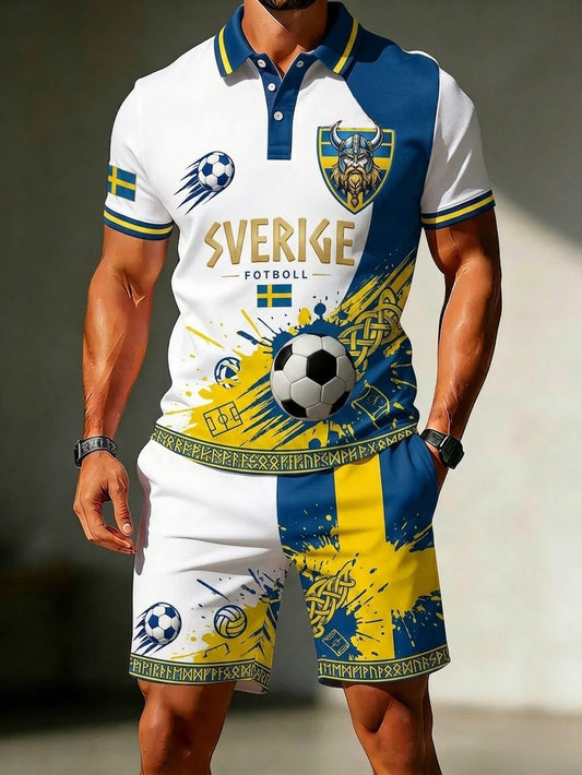 Retrosvenska fotbollsfanor-märkesavslappnade polotröjsätt