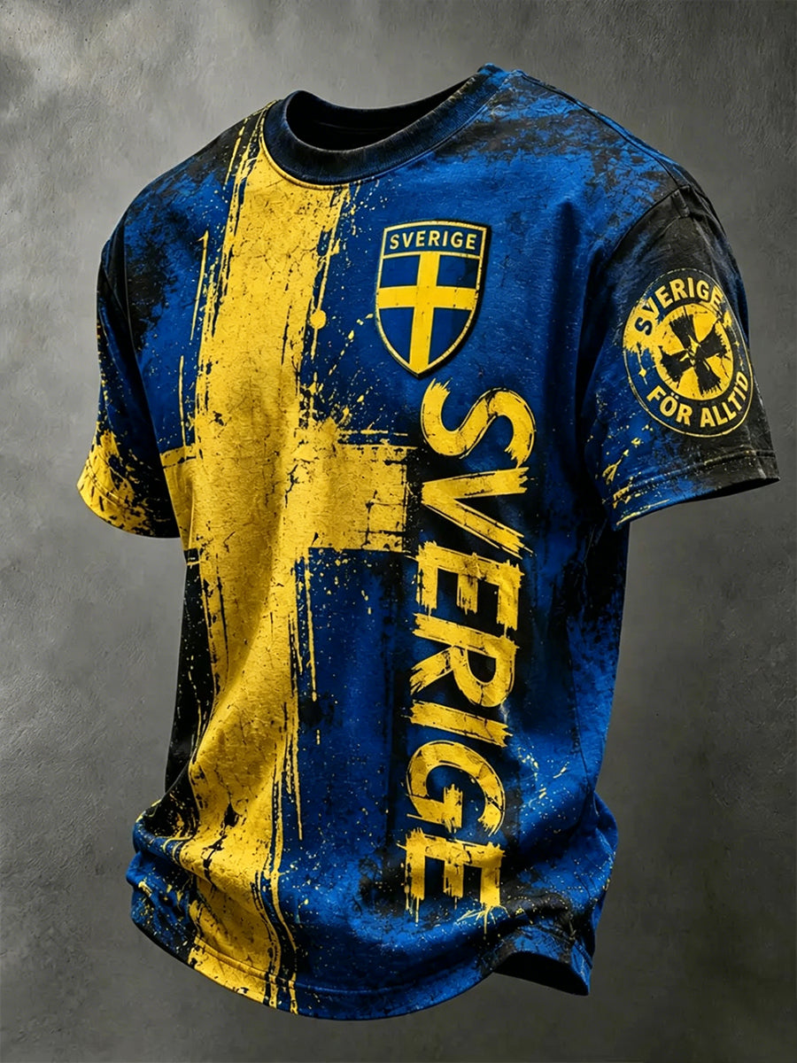 Mäns svensk fotboll Tryckt T-shirt