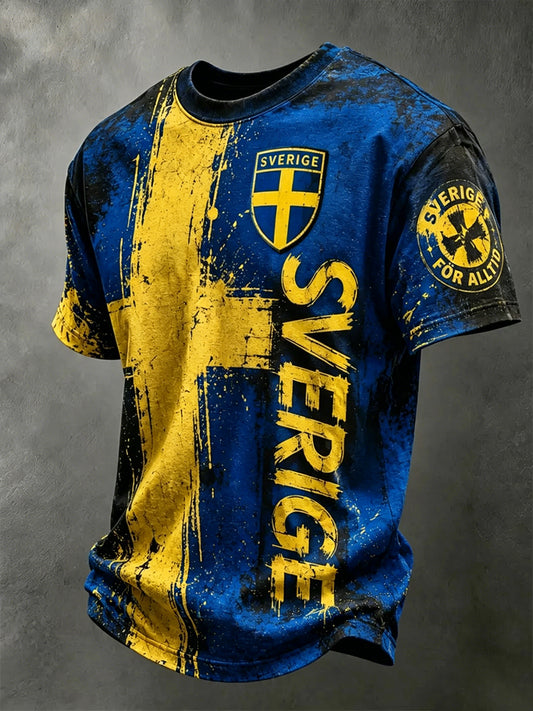 Mäns svensk fotboll Tryckt T-shirt