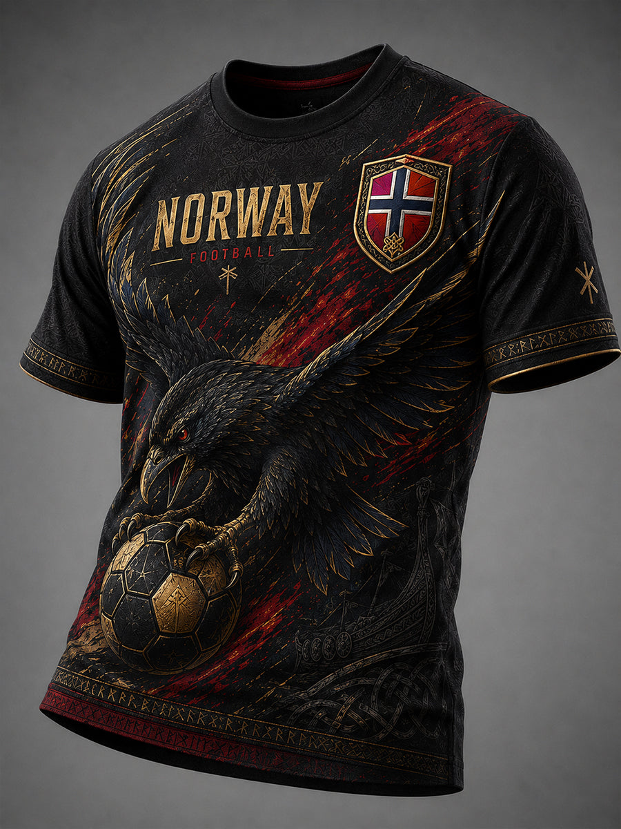 Herre-Viking-fotballtrykk t-skjorte med korte ermer