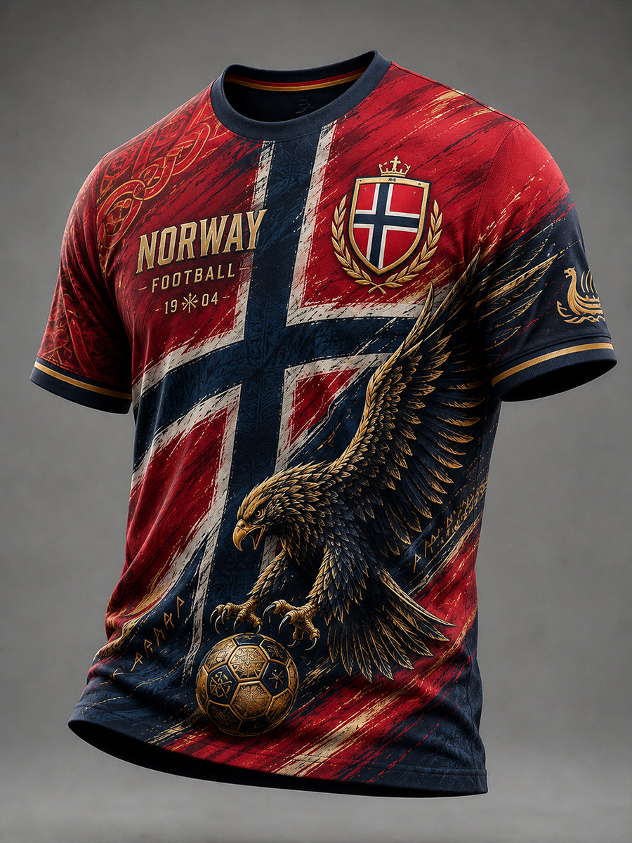 Herre-Viking-fotballtrykk t-skjorte med korte ermer