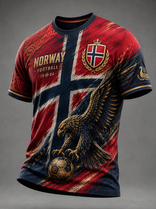 Herre-Viking-fotballtrykk t-skjorte med korte ermer