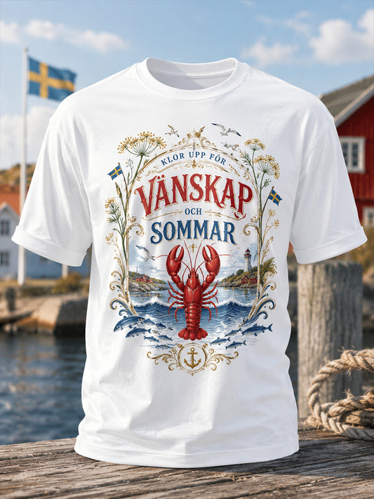 Mäns svenska hummerfestival minneskonst Skriv ut T-shirt