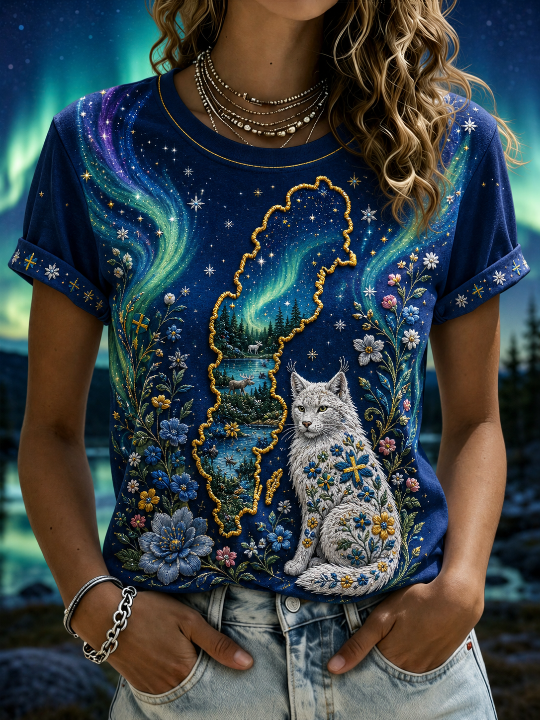 Dammens Svenska Djurkarta T-shirt med Kort Ärm
