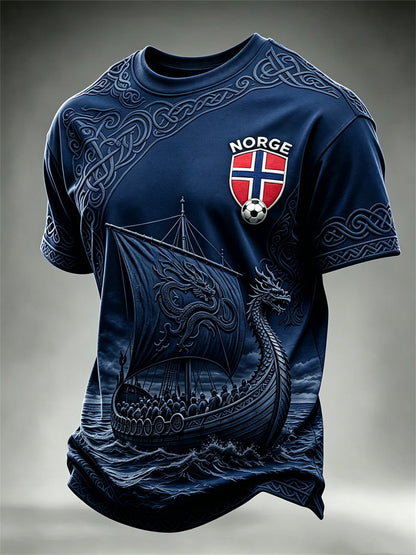 Menns Norge fotball Viking skip Celtic Knuter Skriv ut korte ermer t-skjorte