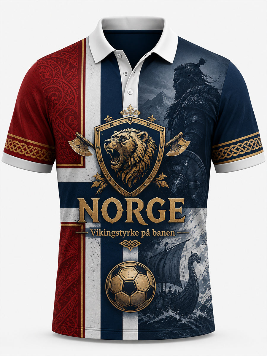 Herrepolo med minne-trykk for Norgesdagen
