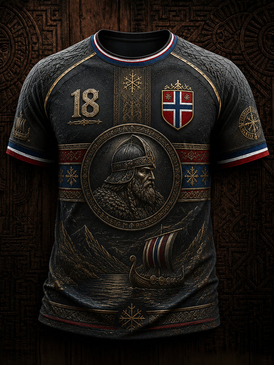 Retro norsk vikingkriger-fritids-T-skjorte
