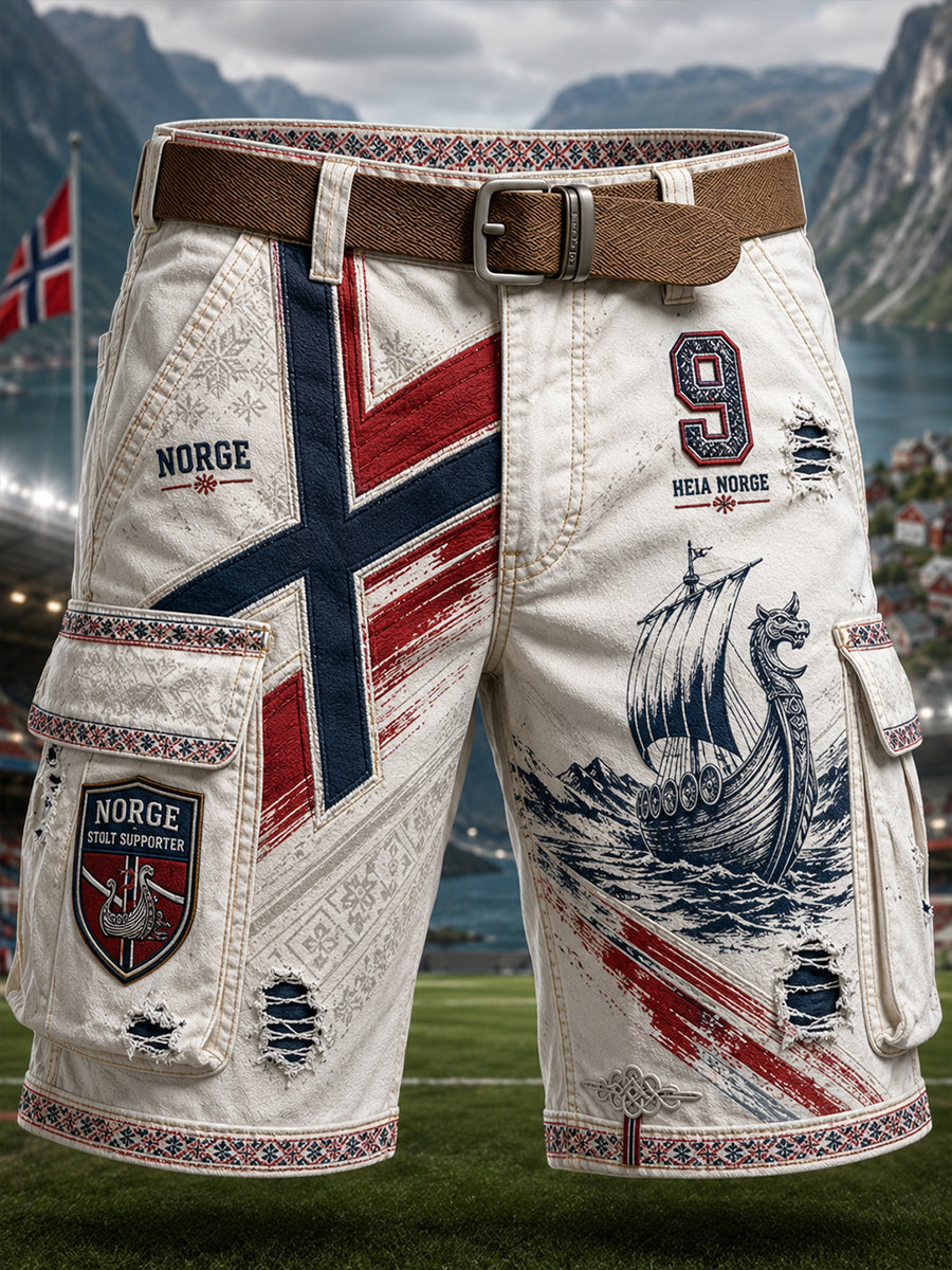 Menns Viking Norge-kunsttrykk hverdagsshortser