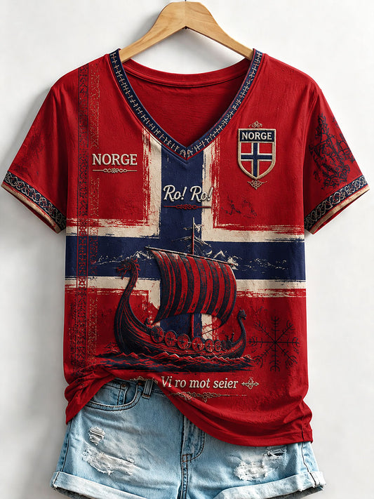 Kvinner Norge Viking V-utringning T-skjorter