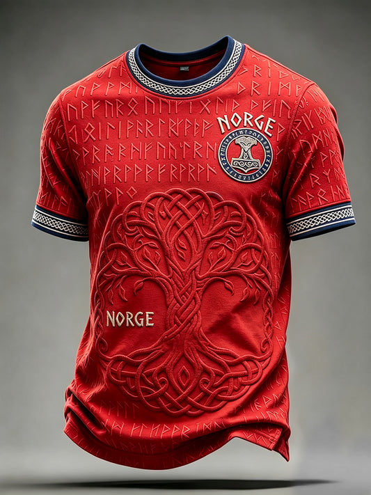 Herrer Norge Viking Livets Tre keltisk trykk T-skjorte med kortermetær